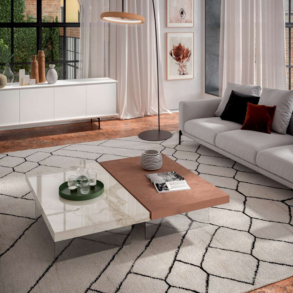 Mesa de centro de elevación mesa de té de placa de roca creativa sala de estar hogar 2024 nueva mesa baja multifuncional de alta gama estilo caliente de celebridades de Internet