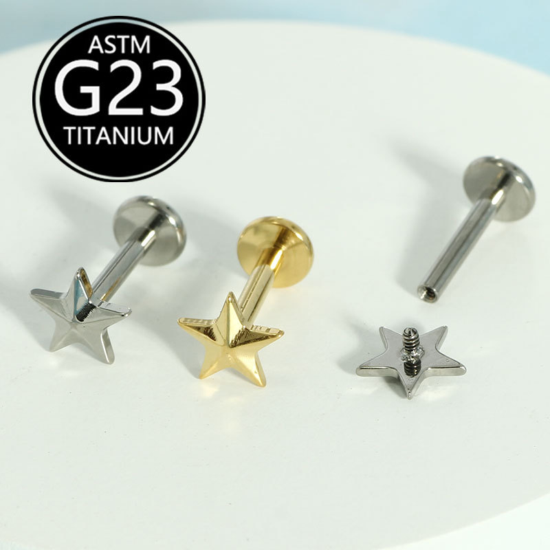 Pointed titanium steel lip stud product view
