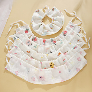 Children's cute cotton gauze eating bib 3