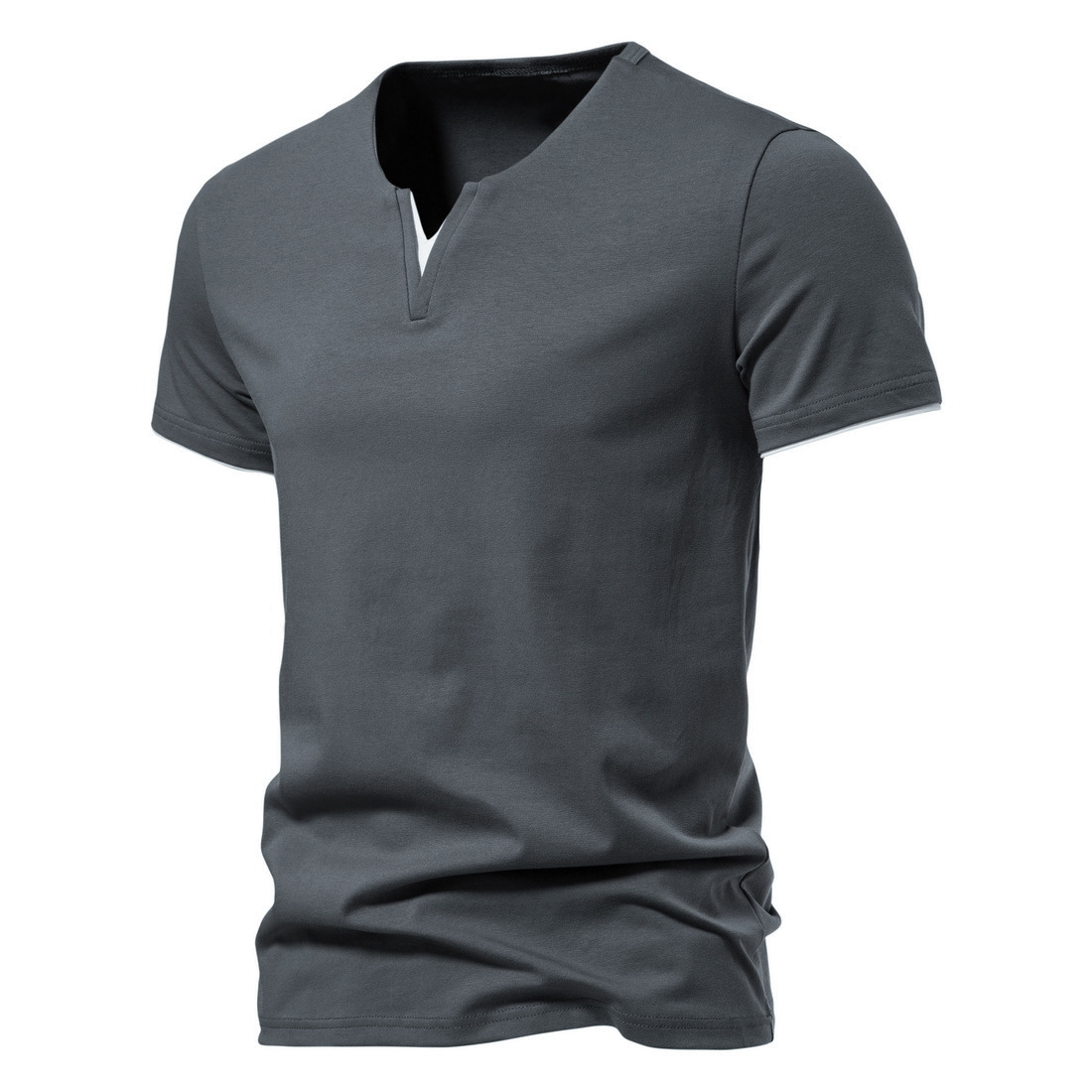 315g Weight Short Sleeve Sleeve Length Regular Sleeve Sleeve Type Polyester Fabric Type Regular Top Length T-shirt Tops Type Casual Occasion V Neck, Collarless Neckline Regular Fit Fit Type Solid Color Pattern Summer Season Men's Gender British Style Style Men's Solid Color T-shirt Men's Clothing 1