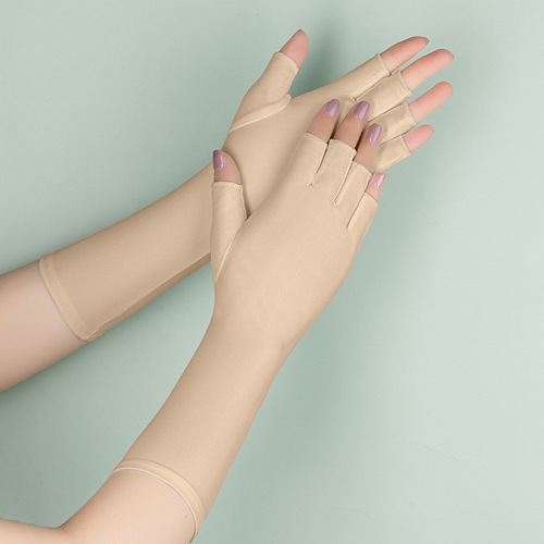 Summer cooling finger-length sun protection arm sleeves for women, UV protection arm guard, arm sleeves, false sleeves, gloves, thin style, cycling