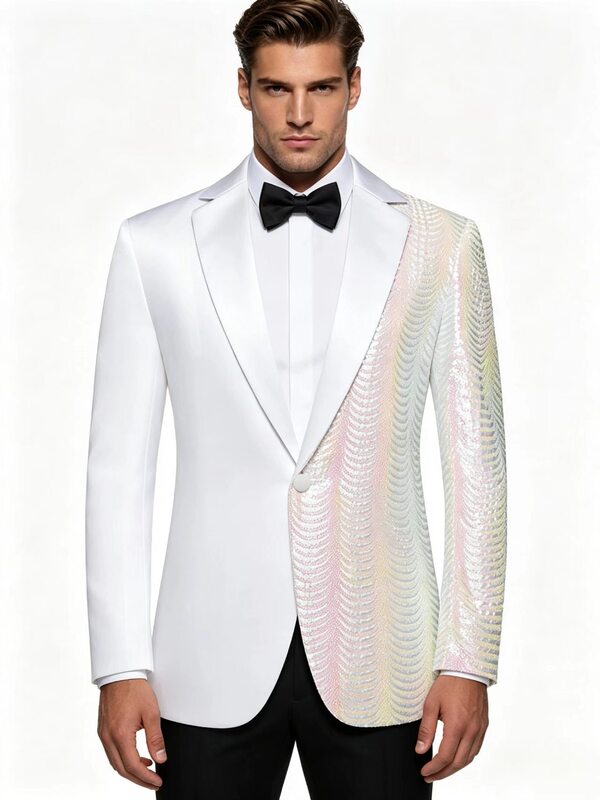 Men's Suit Jackets Wholesale, Wave-Pattern Sequin Shiny Casual Suits, Trendy Light Luxury Blazers