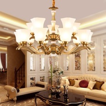 现代美式全铜吊灯餐厅书房卧室灯复式楼别墅时尚奢华欧式客厅灯具