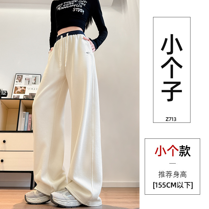 窄版香蕉阔腿裤女2025新款秋季宽松直筒休闲卫裤小个子黑色运动裤|undefined