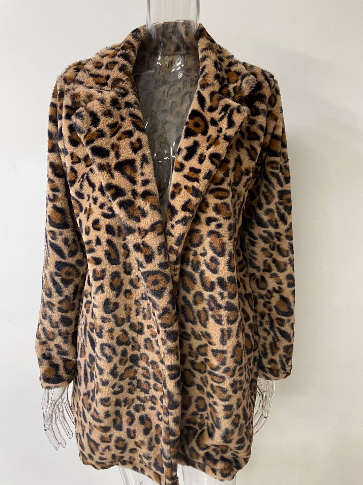 Women's Fashion Leopard Placket Coat Woolen Coat display picture 6