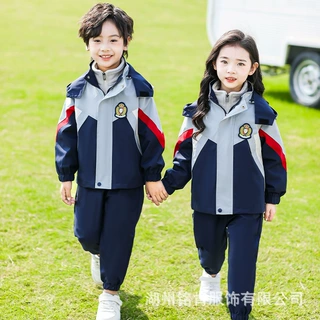 小学生校服冲锋衣三件套春秋款幼儿园园服学院风冬季儿童班服套装
