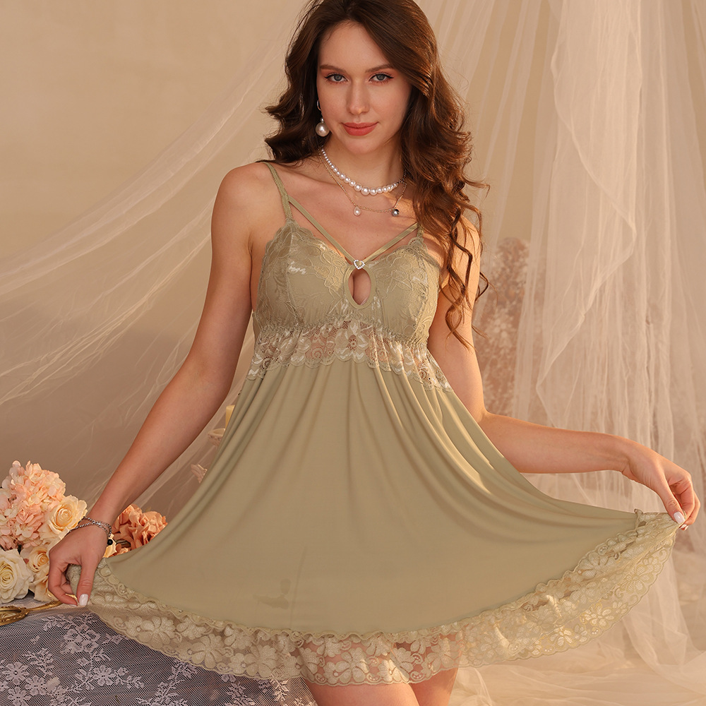 2025 Sexy Nightdress Ladies Sexy Underwear Thin Backless Suspender Skirt Lace Satin Casual Breathable Home Clothes