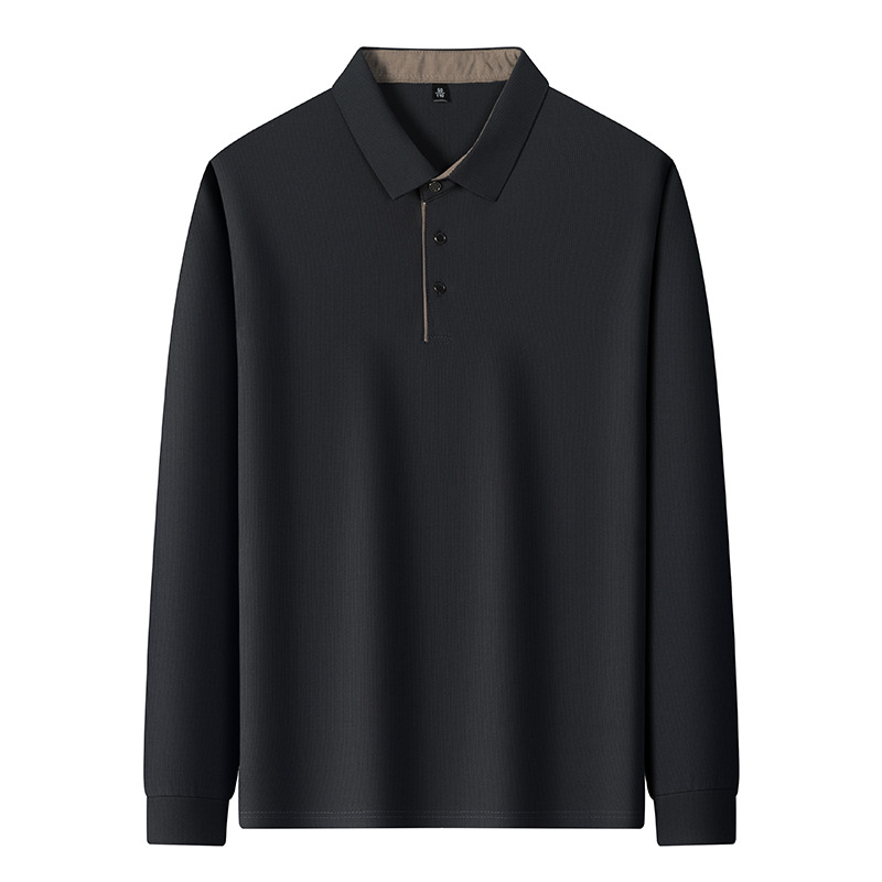 Langarm-Poloshirt für Herren, 2024 Frühling und Herbst Business-T-Shirt mit lockerem Kragen für Herren_voghion.com