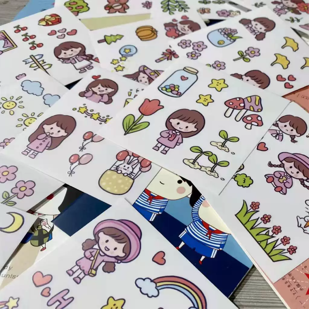 Cartoon sticker, laptop, book, DIY, for students