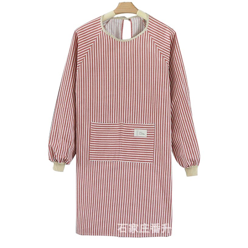 Delantal de limpieza a mano de moda para mujer cocina doméstica algodón y lino de manga larga backwear overol impermeable para adultos