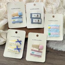 撞色蕾丝格子发夹BB夹新款甜美韩国原创ins小香风布艺头饰不伤发