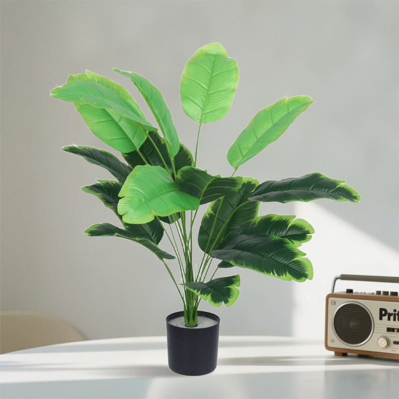 模擬緑の植物、模擬トラベラーズバナナ鉢植え、リビングルーム、オフィス、デスク装飾、ホテル造園、偽植物|undefined