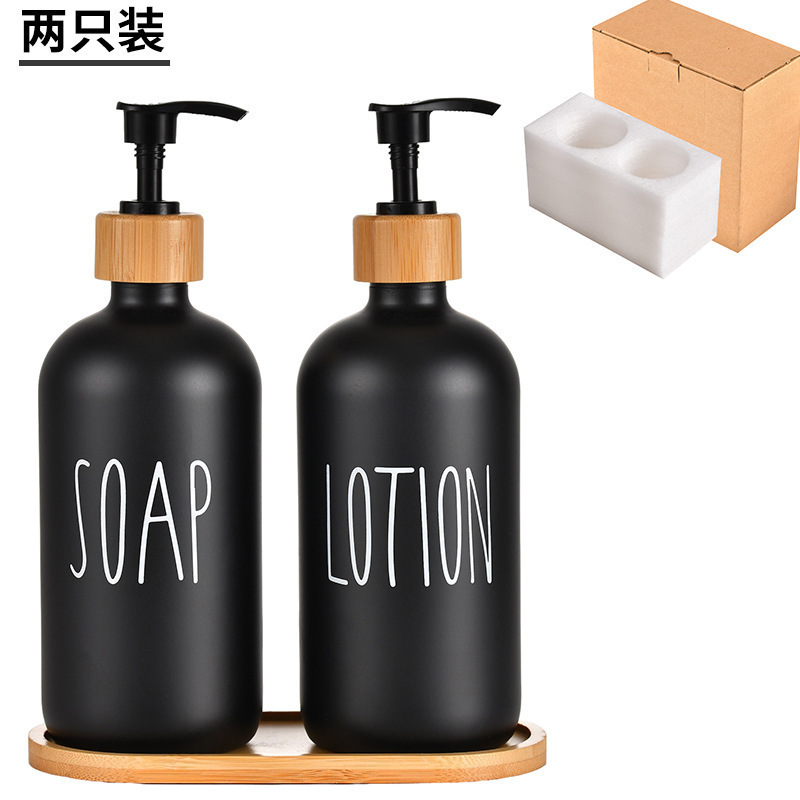 クロスボーダーアマゾンシャワージェルボトルプッシュ式ガラス手指消毒剤詰め替えボトルボストンボトル竹ポンプヘッド|undefined