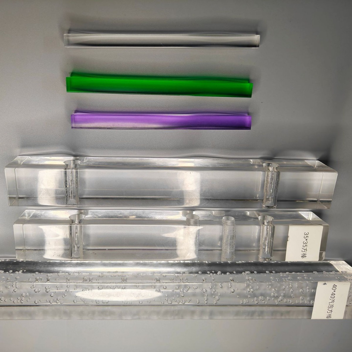 厂家有机玻璃方棒彩色棒气泡棒亚克力四方棒透明方条切割磨砂抛光