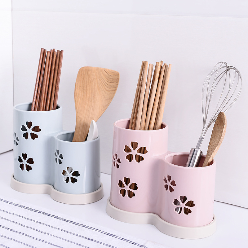 Cocina doméstica plástico drenaje palillos cilindro multifuncional desinfección palillos jaula antimoque a prueba de polvo cuchillo palillos caja