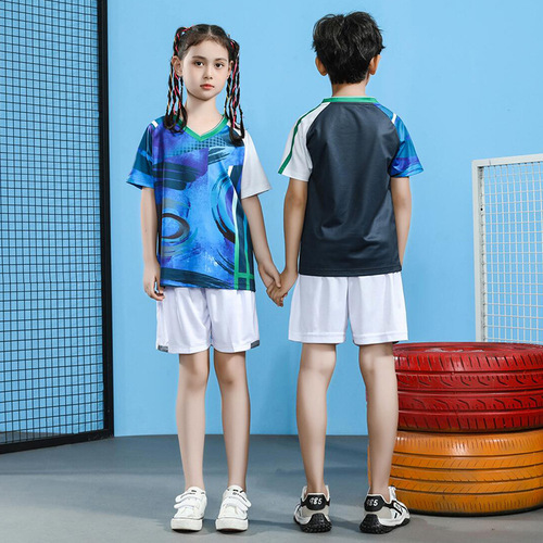  Children's Badminton Clothing Sports Wear Short-sleeved Two-color Table Tennis Apparel Kids' Sportswear Breathable Printed