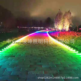 智能人体感应灯光跟随步道灯龟背灯公园跑道侧发光灯幻彩步道灯