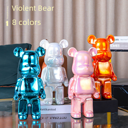 Violent Bear Figurine Living Room Light Luxury Desk Floor Ceramic High-End Home Decor Gift for Children's Room Money Bank