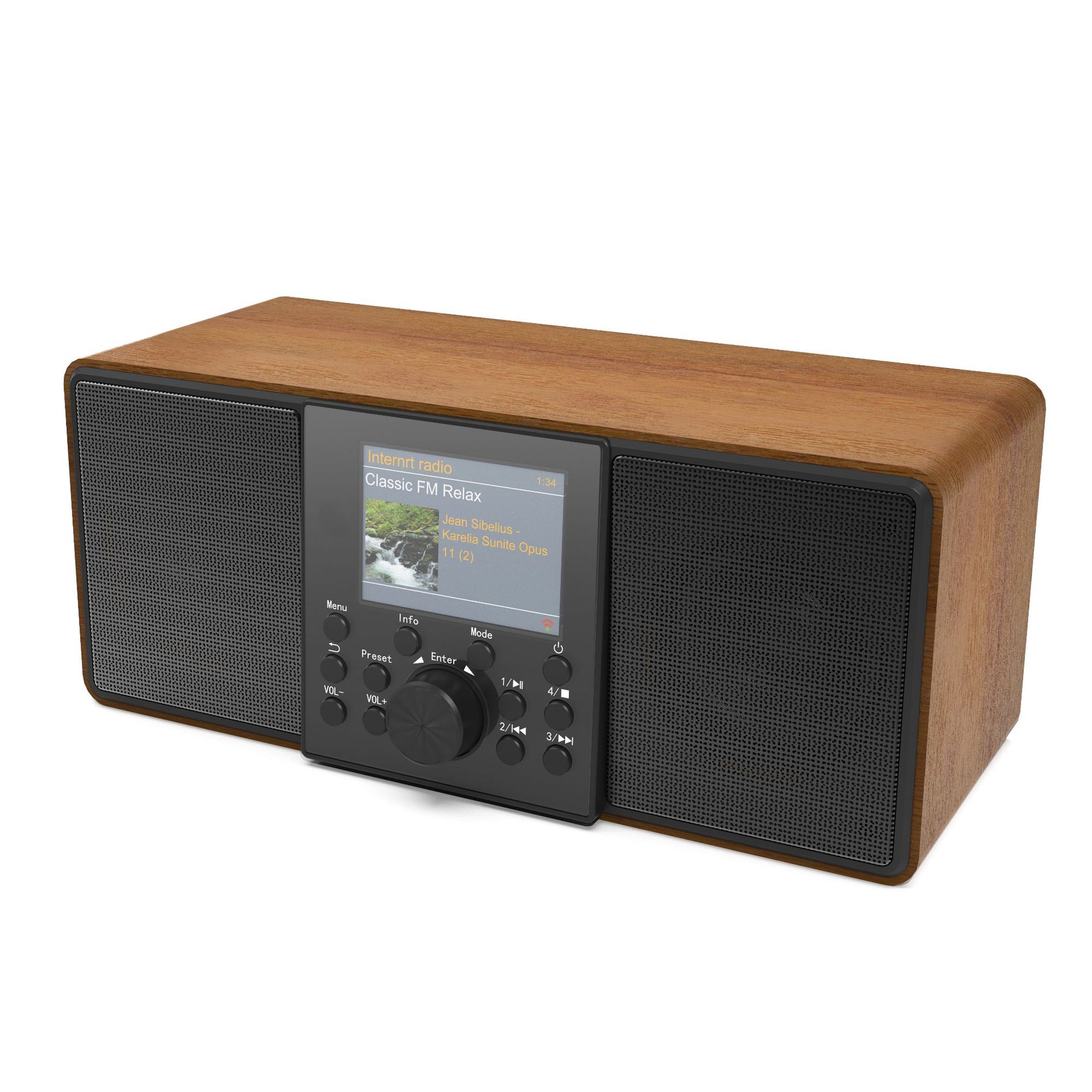 2023 New Remote Control High Quality Home Wood Audio Color Screen Bluetooth Slightly Network Radio