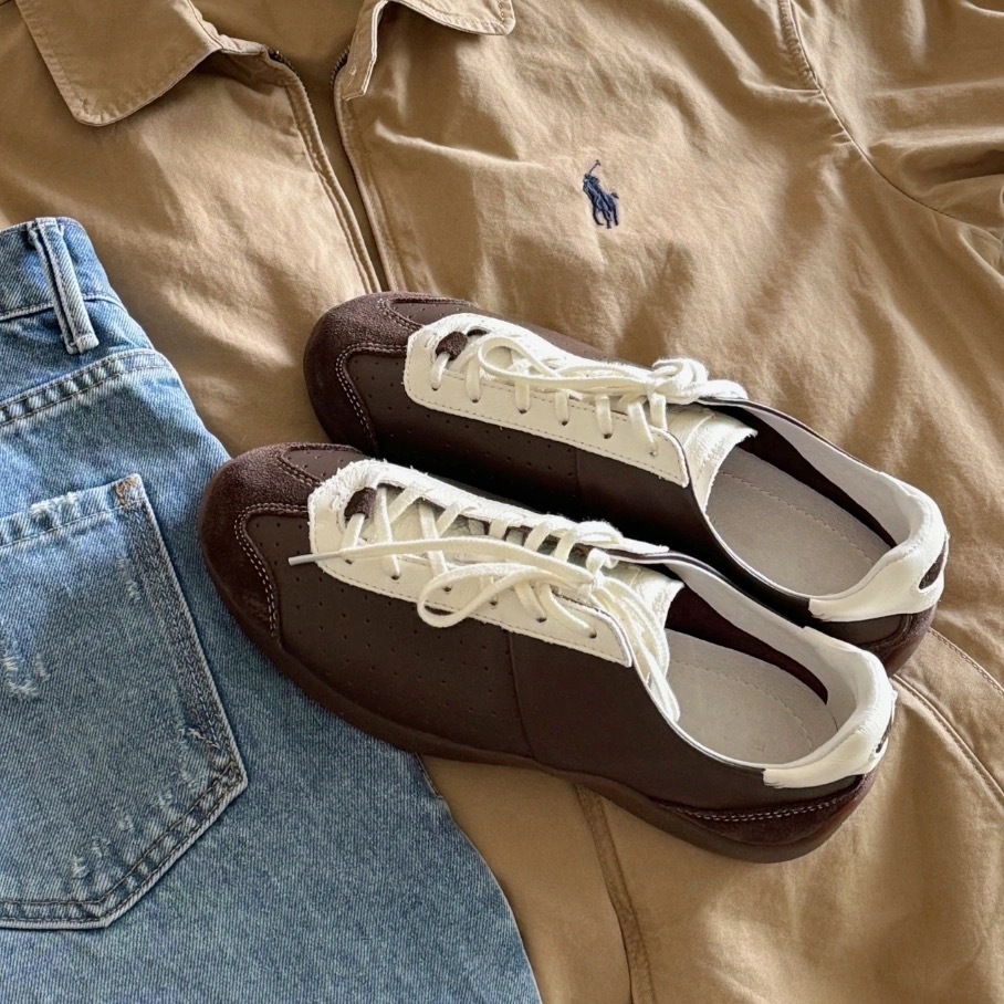 Genuine Leather Ballet Training Shoes, Soft-Soled Women's Shoes, 2026 New Niche Casual Color-Blocked Retro Sneakers, Forrest Gump Sneakers