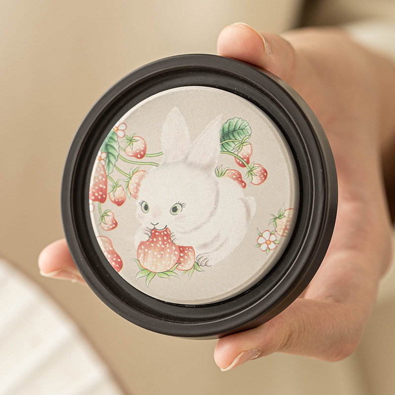 Factory Strawberry Powder Rabbit Quick Drying Coaster Tea Holder New Kung Fu Tea Set Accessories Pot Holder Pot Pad melamine absorbent insulation pad