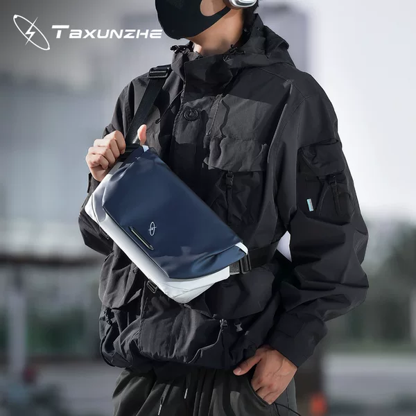 Cross-Border Crossbody Bag for Men, Stylish Casual Cycling Bag, Trendy Chest Bag, Portable Backpack for Outdoor Use