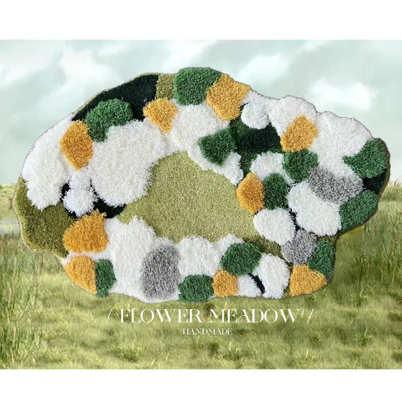 Transfronterizo nueva alfombra verde musgo bosque de forma especial de tres capas de lana de alta estructura alfombra de baño alfombra antideslizante absorbente