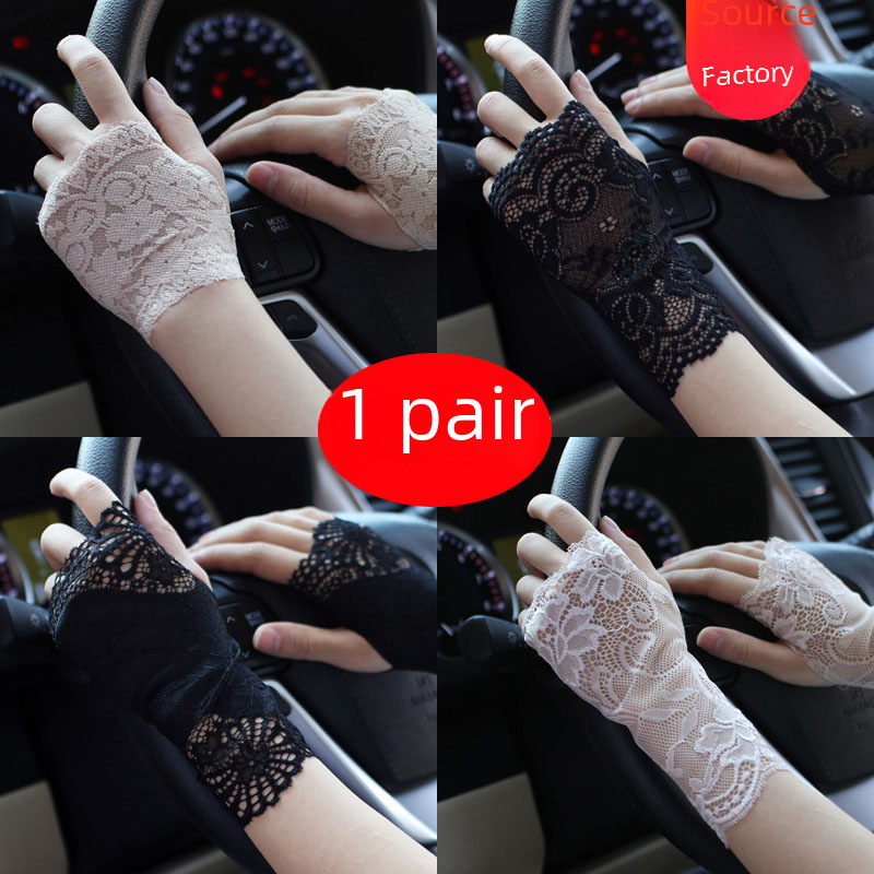 Fabrik direkt sonnencreme spitze handschuhe halb finger frauen sommer dünne fahren finger narbe tattoo halbe dekoration großhandel_voghion.com