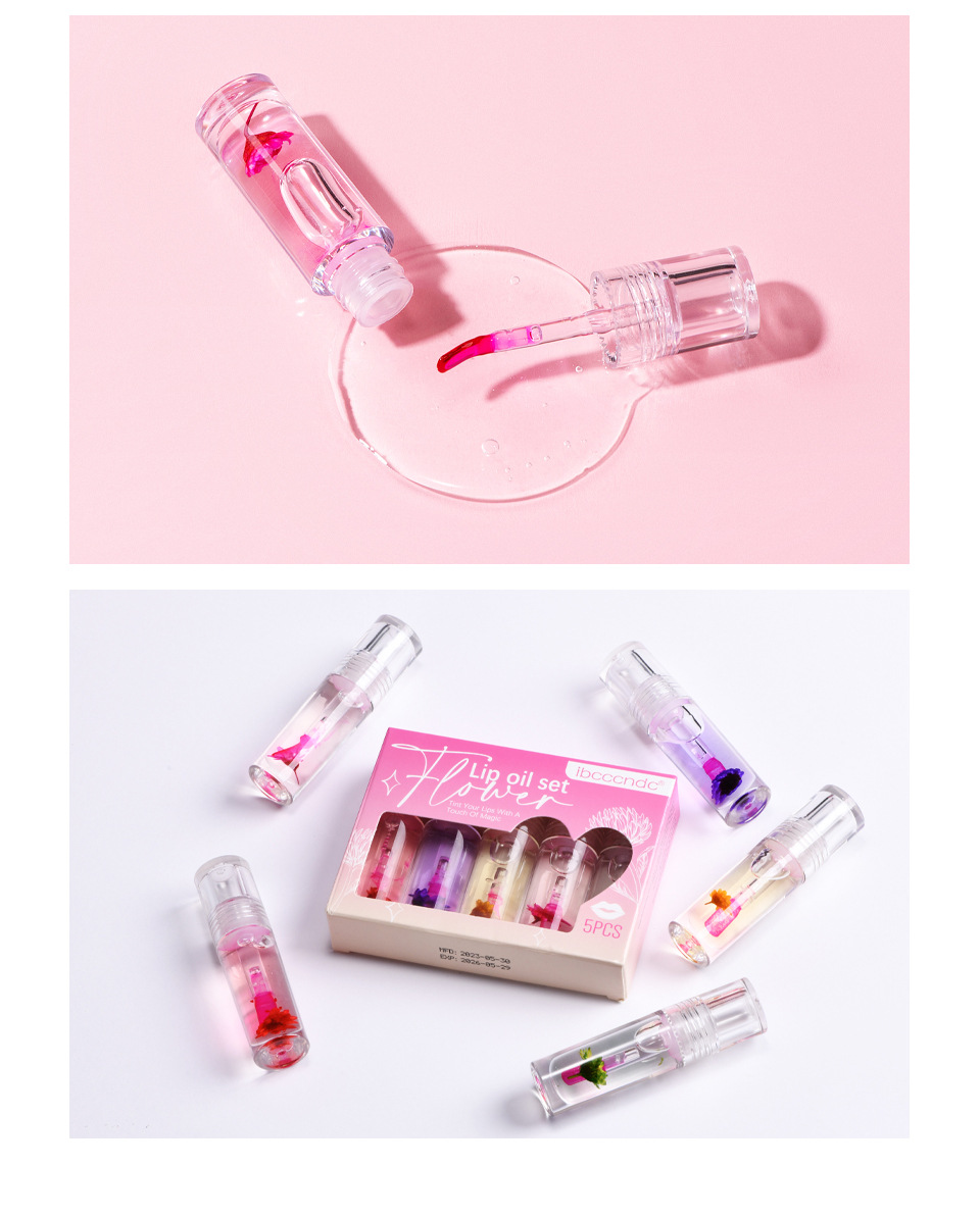 ibcccndc Flower Lip Moisturizer 5-bottle Set Transparent Dudu Lip Gloss undefined