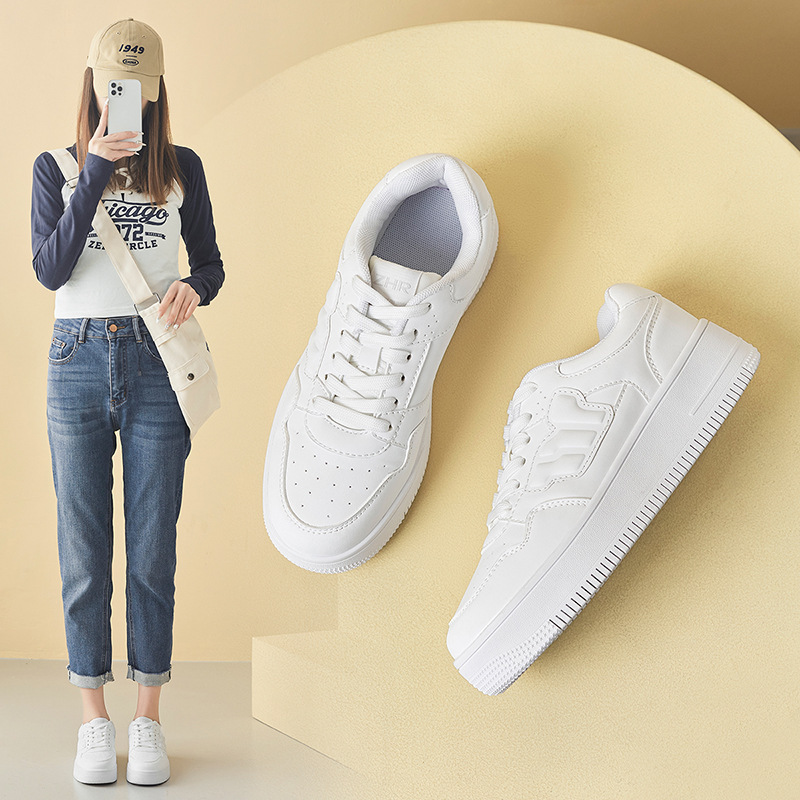 ZHR simple thick-soled white shoes light high-looking sneakers 2023 spring new western style preppy style casual shoes age-reducing