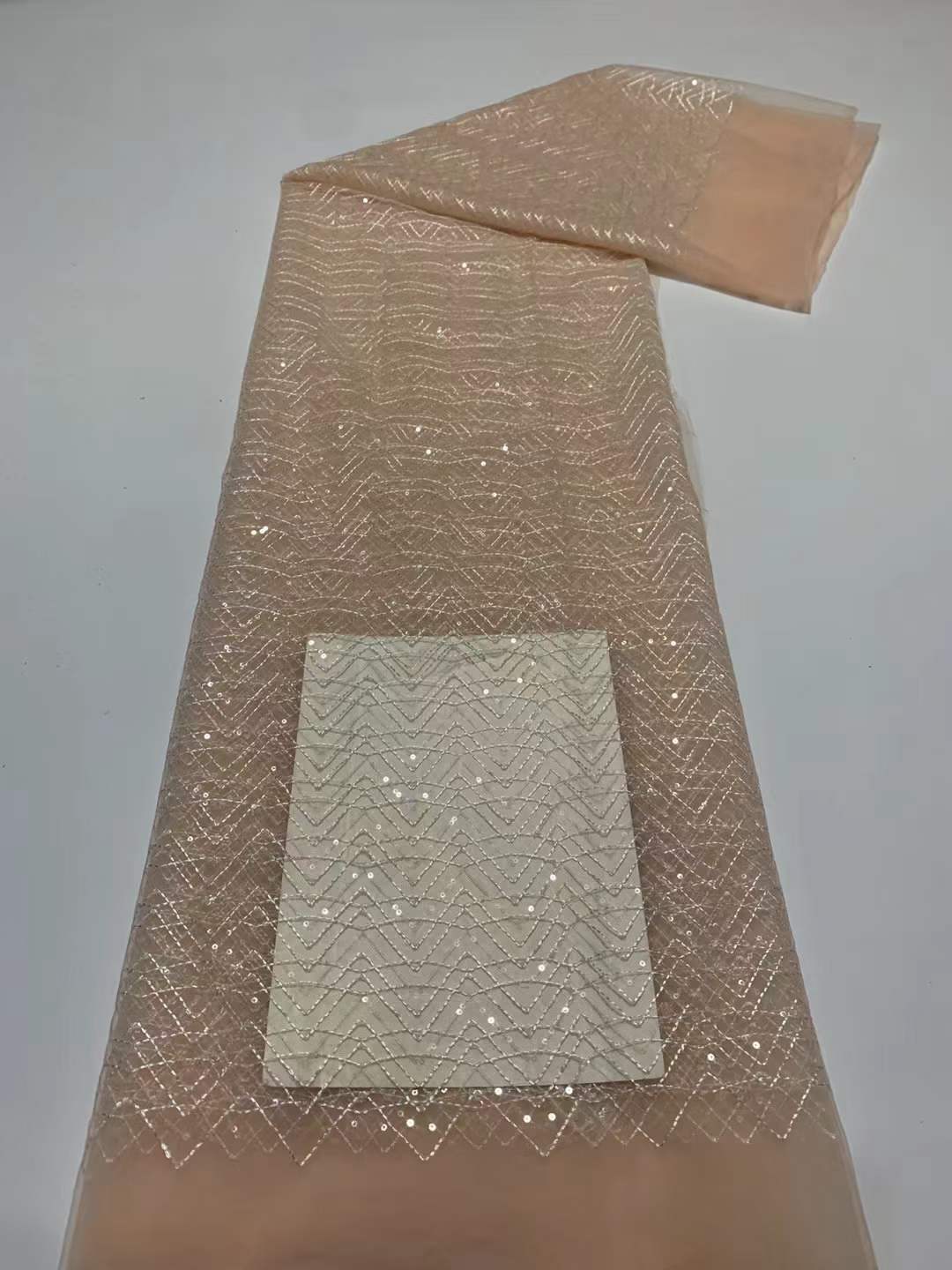 Popular delgada transparente ligero no elástico de nylon de encaje de malla de rayos de malla de onda de fondo de tela de la camisa JX2998
