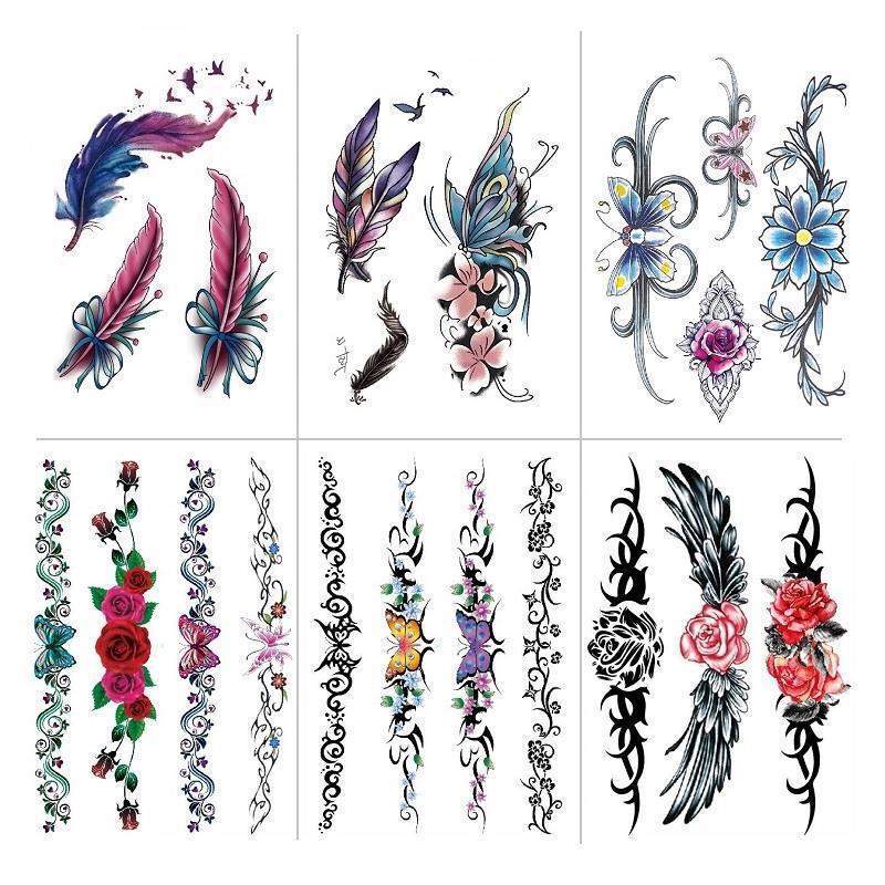 Cesarean Section Scar Tattoo Sticker Long Butterfly Feather Horizontal Scar Vertical Scar Waterproof Temporary Disposable Tattoo Sticker
