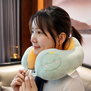 Learning U Portable Car Pillow Pillow Protection Pillow Pillow Aircraft Student Pillow Type Headline Headrest Cervical Cartoon Tour