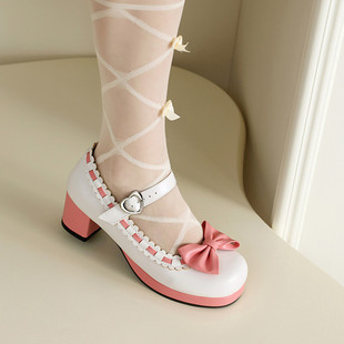 [2025 new] women's Cosplay shoes spring and autumn Lolita uniform women's shoes bow Mary Jane shoes