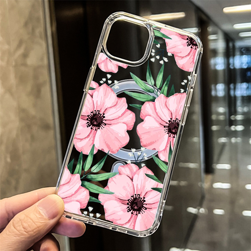 80g Weight iPhone Applicable Brands Phone Cases Classification PC, tpu Material Flower Pattern Sweet Style PC Tpu Flower Sweet Phone Cases Phone Accessories 2