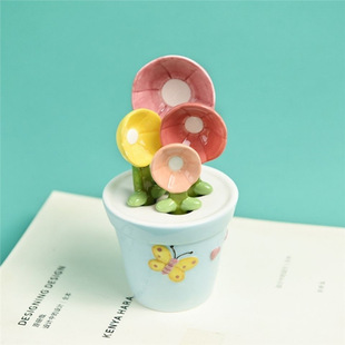 Cute Butterfly Flower Spoon Baking Scale Petals Measuring Spoon Creative Household Kitchen Ceramic Salt Sugar Small Spoon with Base