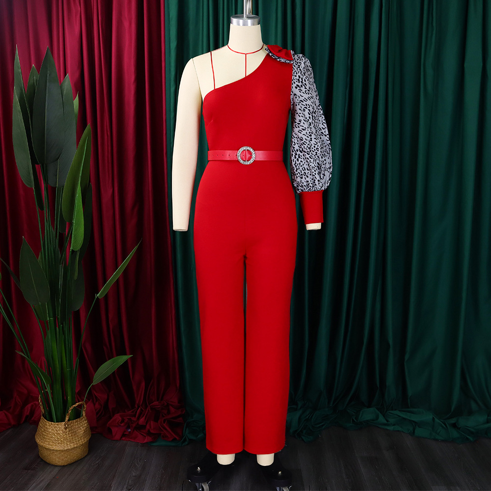 Women's Jumpsuits Rompers One Shoulder High Waist Wide Leg Elegant_voghion.com