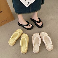 人字拖鞋女夏天外穿2024新款麵包厚底夾腳夾趾沙灘海邊夾板涼拖鞋