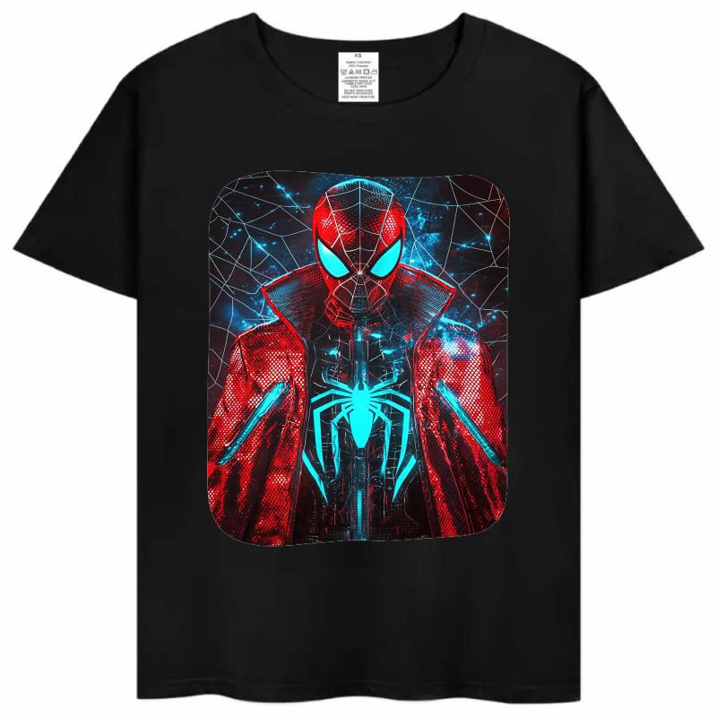 New Spider Spiderman Short-Sleeved Unisex Men's and Women's T-Shirts with Customized Patterns and Fashionable Round Neck Student Tops