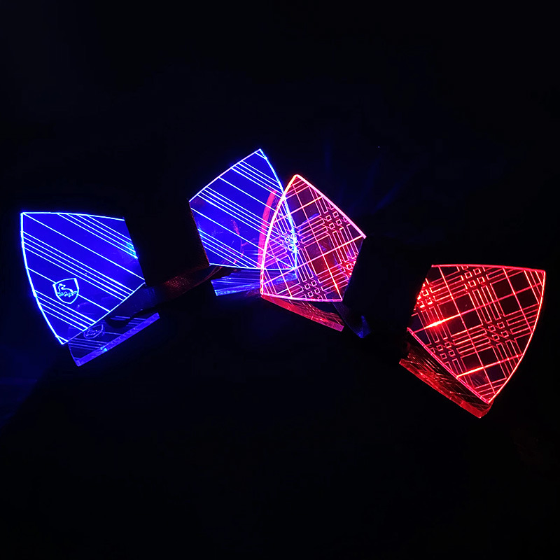 Corbata de Moño que Cambia de Color con Luz LED Acrílica para Discotecas, Reuniones Anuales de Bares, Actuaciones en Escenario y Accesorios.