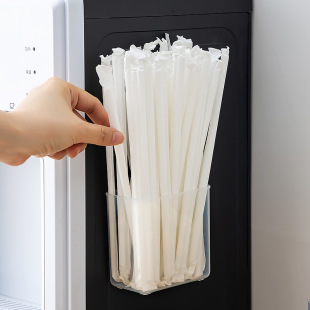 Straw storage box hanging refrigerator wall hanging chopsticks barrel storage rack for straw container commercial