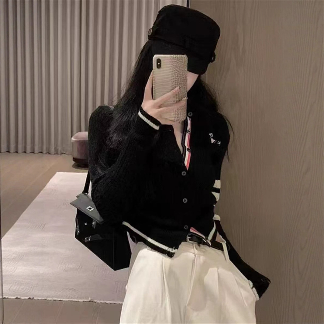 Autumn and Winter Embroidered Puppy Knitwear for Women 2025 New Preppy Style Slim Knitted Knitwear Versatile Outer Top