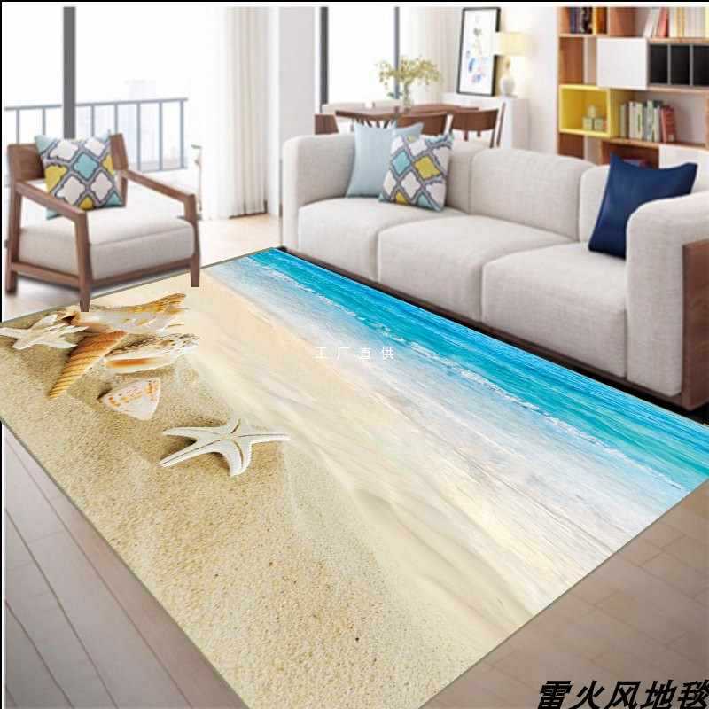 Q4Y4贝壳沙滩水晶绒超柔地毯客厅满铺床边书桌走廊舞台地垫可定