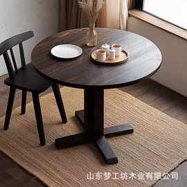 中古风实木咖啡桌老榆木吧台休闲桌椅庭院阳台茶桌餐厅甜品店餐桌