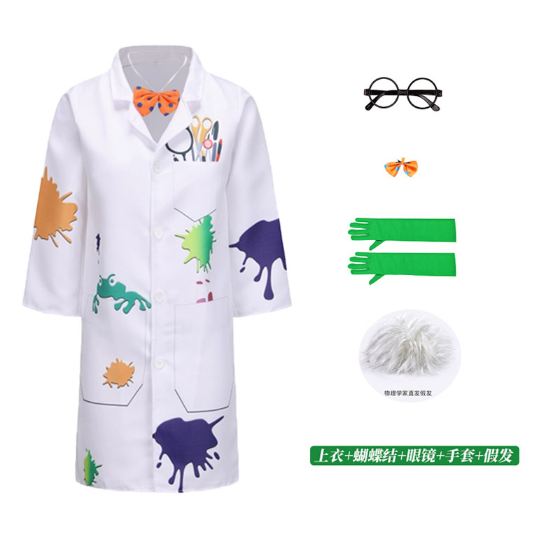 Halloween Child Science Doctor White Coat Performance Coat Frog Scientist Cosplay Coat Performance