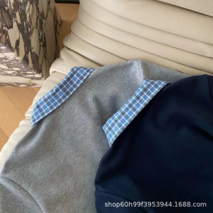 Mm25 New Summer Style Age-Reducing Preppy Style Stitching Contrasting Plaid Collar Polo Short-Sleeved Dress