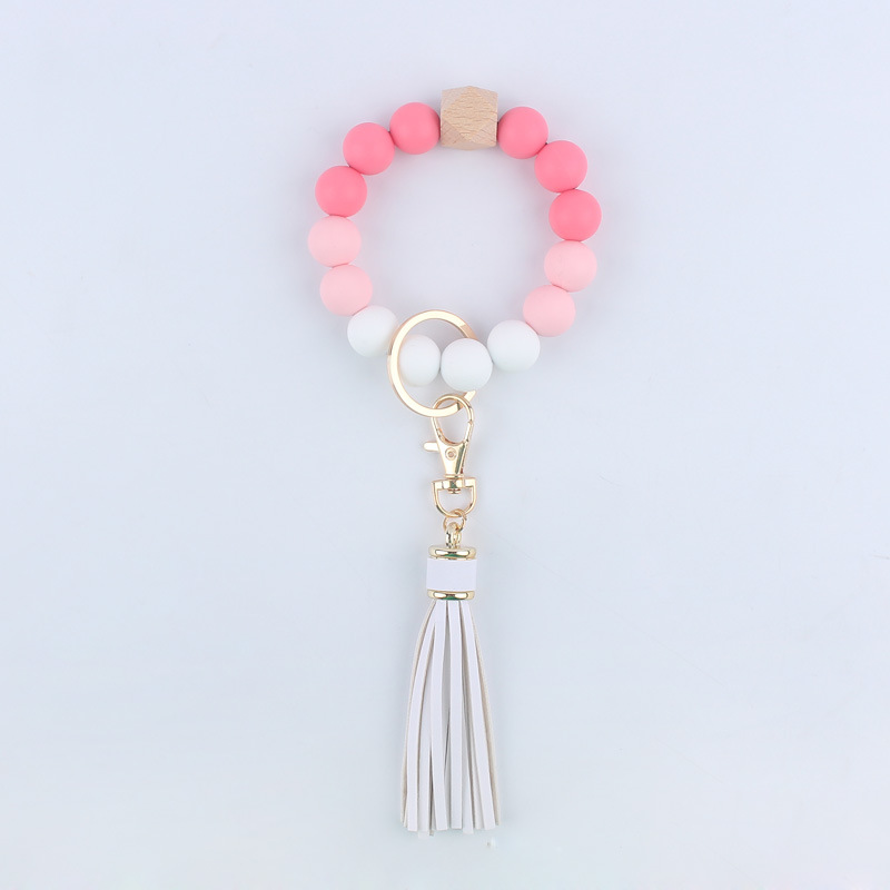 Artistic Color Block Alloy Silica Gel Beaded Women's Keychain display picture 5