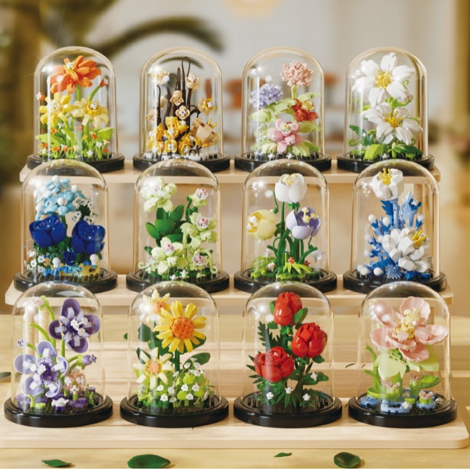 潮樂創積木花玩具花卉永生花束兒童拼裝玩具微顆粒教師節禮物批發