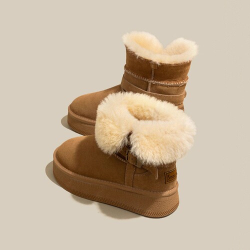 Insulated warm mouth thick sole mid-calf snow boots for women 2025 winter new plush lined thick padded Northeast cotton shoes