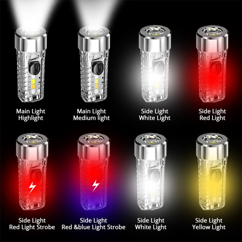 Wholesale mini flashlight new USB keychain light outdoor home luminous portable mini bright flashlight